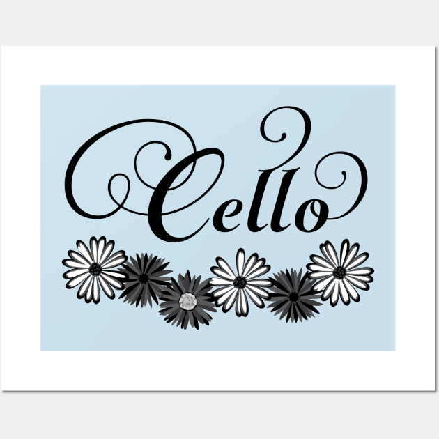 Cello Flowers Text Wall Art by Barthol Graphics